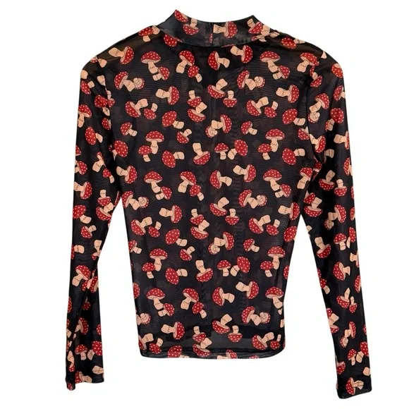Dangerfield Mushroom Mesh Top Women’s Size 8 - Picture 6 of 16